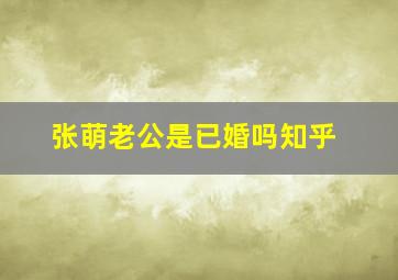 张萌老公是已婚吗知乎