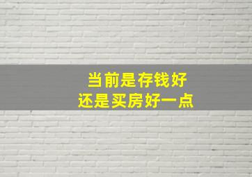 当前是存钱好还是买房好一点