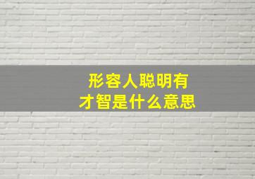 形容人聪明有才智是什么意思