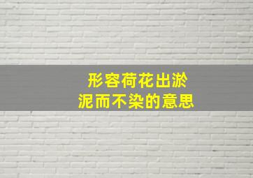 形容荷花出淤泥而不染的意思