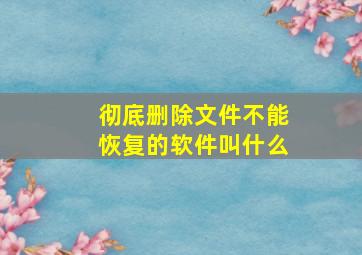 彻底删除文件不能恢复的软件叫什么