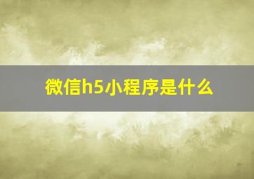 微信h5小程序是什么