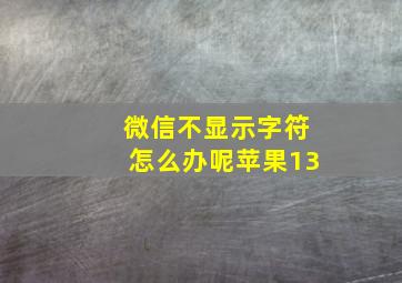 微信不显示字符怎么办呢苹果13