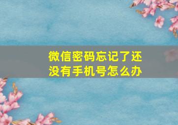 微信密码忘记了还没有手机号怎么办