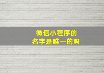 微信小程序的名字是唯一的吗