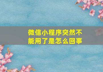 微信小程序突然不能用了是怎么回事