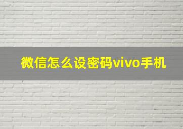 微信怎么设密码vivo手机