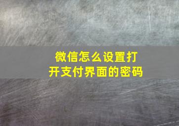 微信怎么设置打开支付界面的密码