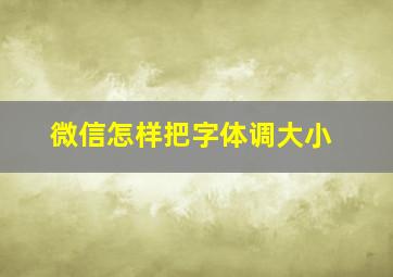 微信怎样把字体调大小