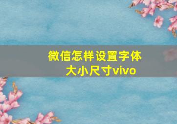 微信怎样设置字体大小尺寸vivo