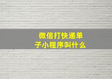 微信打快递单子小程序叫什么