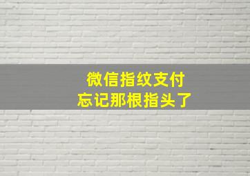 微信指纹支付忘记那根指头了