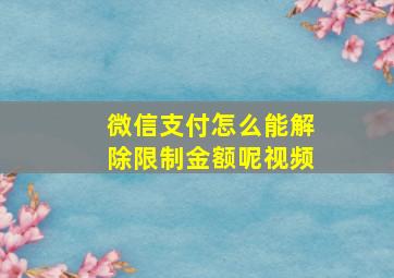 微信支付怎么能解除限制金额呢视频