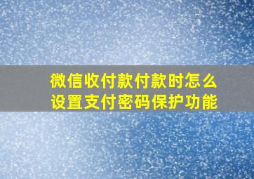 微信收付款付款时怎么设置支付密码保护功能