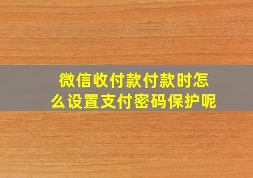 微信收付款付款时怎么设置支付密码保护呢