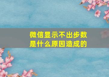 微信显示不出步数是什么原因造成的