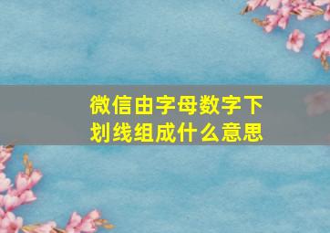 微信由字母数字下划线组成什么意思