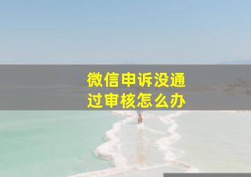 微信申诉没通过审核怎么办