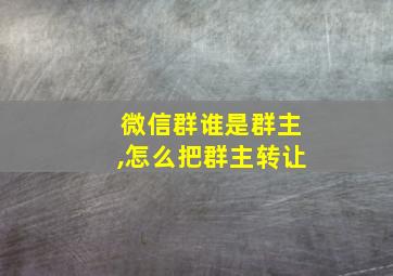 微信群谁是群主,怎么把群主转让