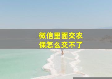 微信里面交农保怎么交不了