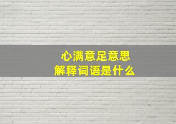 心满意足意思解释词语是什么