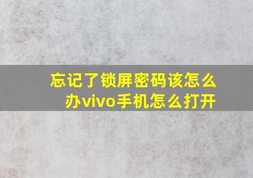 忘记了锁屏密码该怎么办vivo手机怎么打开