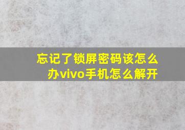 忘记了锁屏密码该怎么办vivo手机怎么解开