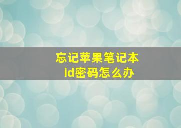 忘记苹果笔记本id密码怎么办