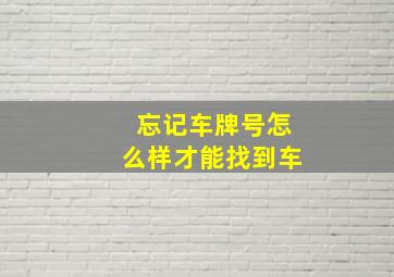 忘记车牌号怎么样才能找到车