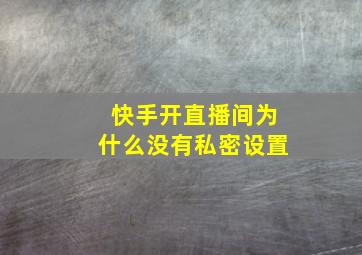 快手开直播间为什么没有私密设置