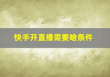 快手开直播需要啥条件