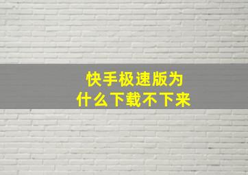 快手极速版为什么下载不下来