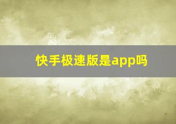 快手极速版是app吗