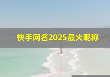 快手网名2025最火昵称