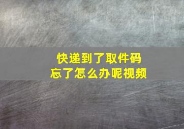 快递到了取件码忘了怎么办呢视频