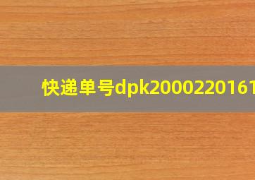 快递单号dpk200022016109