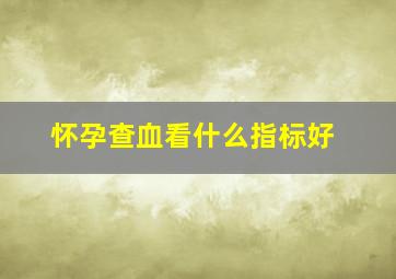 怀孕查血看什么指标好