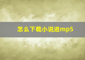 怎么下载小说进mp5