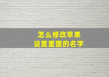 怎么修改苹果设置里面的名字