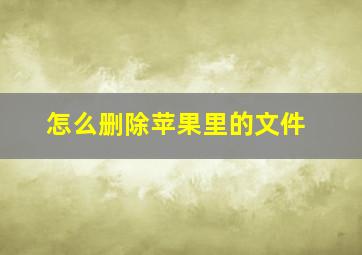 怎么删除苹果里的文件