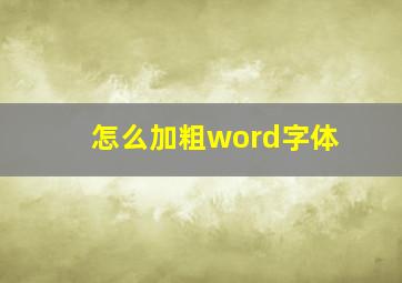 怎么加粗word字体