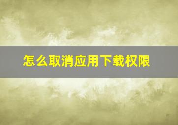 怎么取消应用下载权限