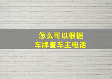 怎么可以根据车牌查车主电话