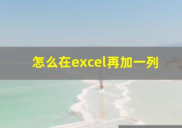 怎么在excel再加一列