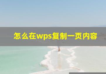 怎么在wps复制一页内容