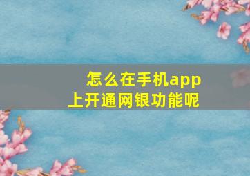 怎么在手机app上开通网银功能呢