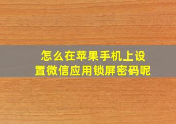 怎么在苹果手机上设置微信应用锁屏密码呢