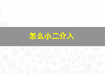 怎么小二介入