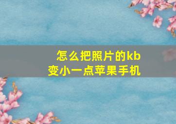 怎么把照片的kb变小一点苹果手机