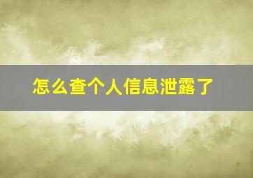 怎么查个人信息泄露了